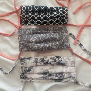 PATTERN FACE MASK TIE BACK FILTER BLACK GREY lot 3